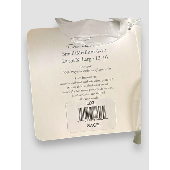 Oscar de la renta Zip Front Diamond Robe Women’s L/XL Sage NWT Embroidered - Picture 3 of 5